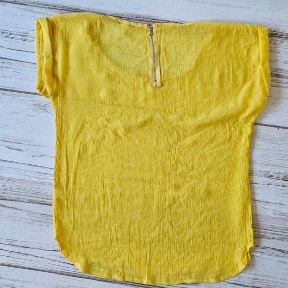 Maria Gabrielle Yellow Cross Hatch Knit Blouse sz XL - Picture 4 of 4